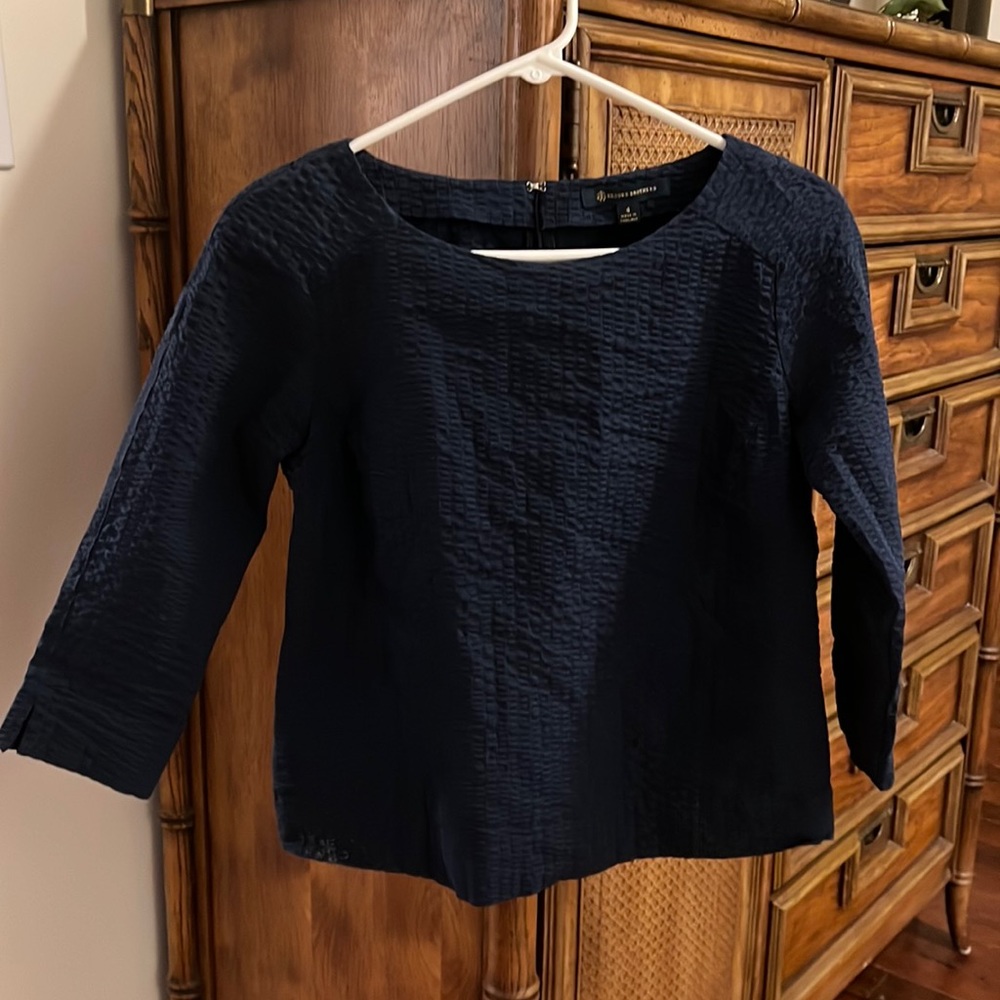 Navy Seersucker Brooks Brothers Top